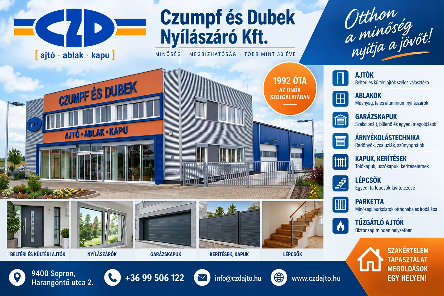 Czumpf és Dubek Nyílászáró Sopron – Ajtó, ablak, kapu